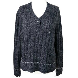 Woolrich Devan Henley Sweater Black Heather Wool Blend Women’s Medium